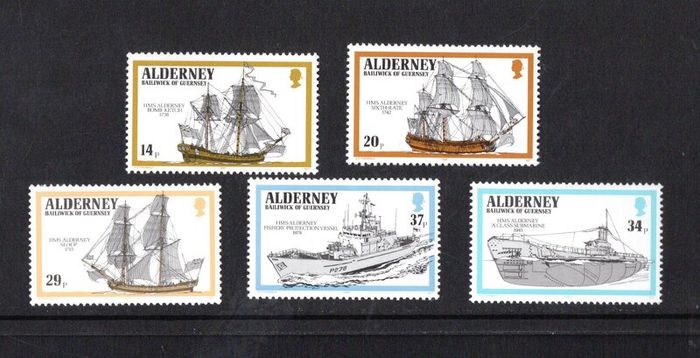 1990 Alderney Warships Commemorative Stamps Mint Never Hinged (MNH)