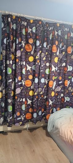 Kids galaxy curtains with matching light and duvet ser