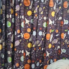 Kids galaxy curtains with matching light and duvet ser