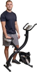 Basic Foldable Fitness Exercise Bike with 16 Level Resistance, Countdown Exercise Monitor, Phone/Tablet Holder and Hand Pulse for Home Use