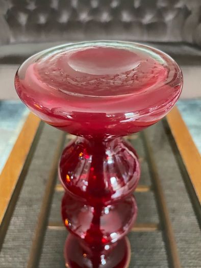 Uber Retro Mid Century Heavy Ruby Red Vase