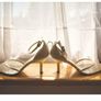 ivory satin lace heels Image 4
