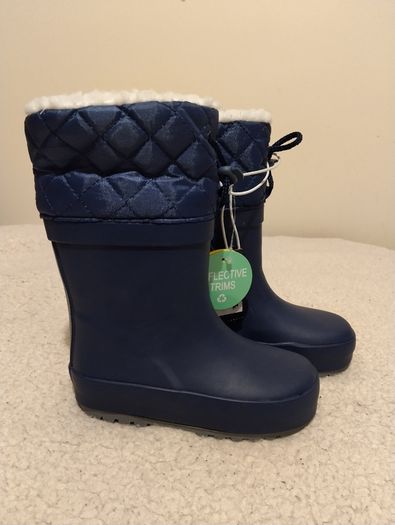 Navy Fur Lined Wellies, New With Tags