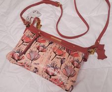 Liberty by Gionni Pink Floral Crossbody Bag Real Leather Trim