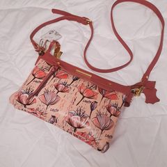 Liberty by Gionni Pink Floral Crossbody Bag Real Leather Trim