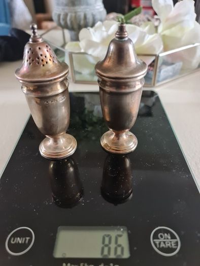 antique silver salt and pepper dispensers