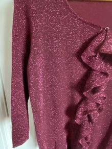 Caroline Bs ladies burgundy jumper with lurex