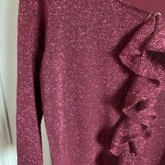 Caroline Bs ladies burgundy jumper with lurex
