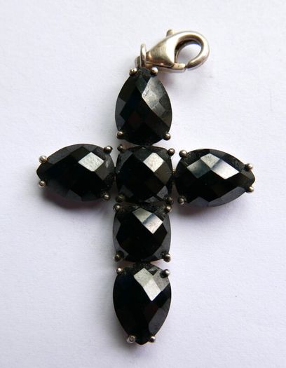 THOMAS SABO Sterling Silver Black Onyx Cross Charm Pendant