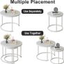 Round Coffee Table for Living Room,Nest of Tables Set of 2,White Center Tea Table with Metal Frame, End Side table for Small Space/Living Room/Bedroom, White, 60 x 60 x 50cm Image 3