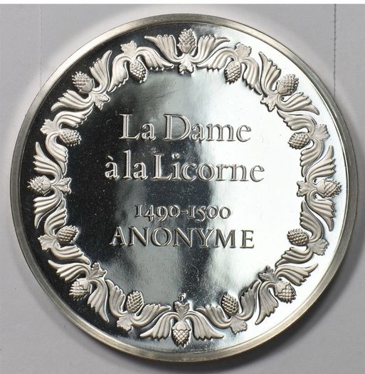 Rare Medal Sterling Silver 925 weight 65g Proof La Dame A La Licorne fraklin mint 2.3oz