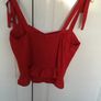 Red linen top. Elasticated back. Size L Image 5