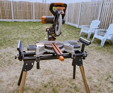 Evolution R255SMS-DB 255mm Double Bevel Sliding Mitre Saw + Evolution Stand