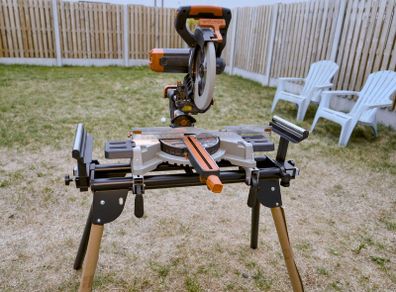 Evolution R255SMS-DB 255mm Double Bevel Sliding Mitre Saw + Evolution Stand