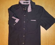 Black shirt brand new with red check detail short sleeve size M