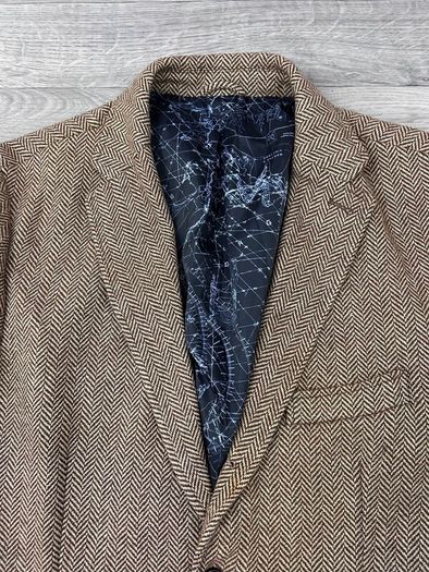 Vinegar Vines Wool Blend Herringbone Blazer Jacket Mens Medium