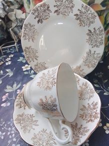 Royal Albert White Chintz Trio