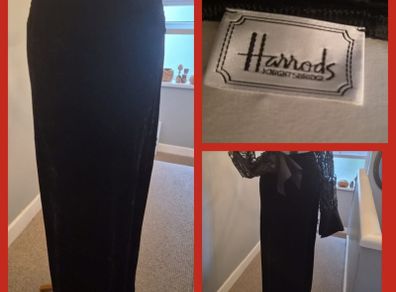 Harrods brand black vintage velvet full length skirt, sz 14. Excellent condition, D18 post 8e