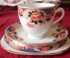 Vintage Plant Tuscan Imari 15 Piece Gold Gilt Tea Set For 4 Person Setting Made In England