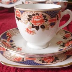 Vintage Plant Tuscan Imari 15 Piece Gold Gilt Tea Set For 4 Person Setting Made In England