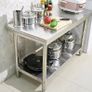 Stainless Steel Tables Commercial Kitchen Catering Table Heavy Duty Preparation Work Bench with Adjustable Under Shelf for Restaurant Home Hotel 91 X 61 X 85 cm Image 2