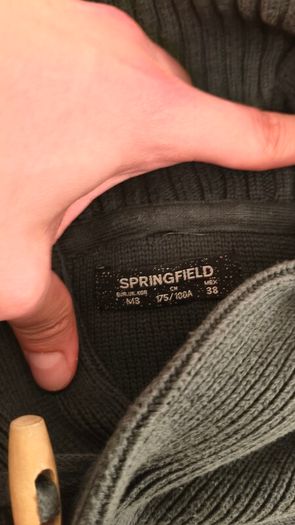 Springfield Mens Size M Knit Shawl Collar Green Cotton Pullover Sweater