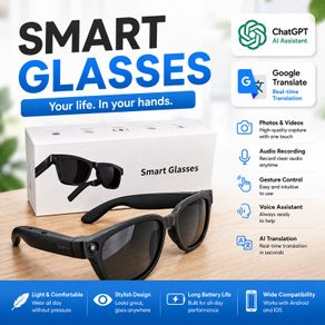 AI Smart Glasses Black 800W HD Camera | ChatGPT | Bluetooth | New