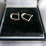 Silver hoops with crystals, folding hoop earrings, 925 Sterling Silver Image 4