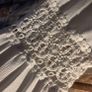 White crochet and pleated beach cover-up dress with a brown belt. Size 10 Image 10