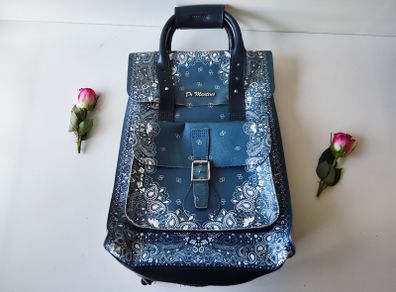 Dr Doc Martens bag backpack satchel canvas bandana paisley retro blue