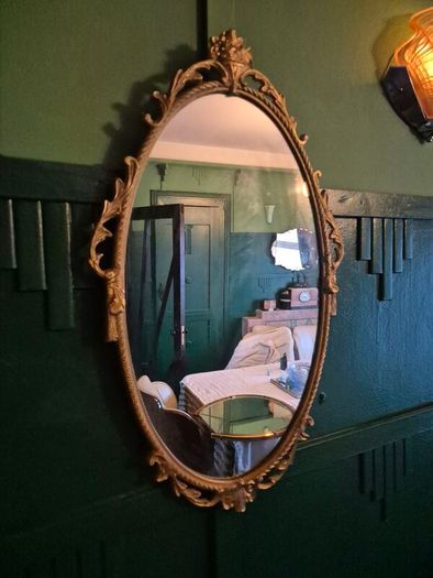 Mirror Vintage painted Gold metal framed oval Mirror