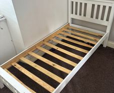 White Solid Single Wooden Bed Frame - Can Deliver