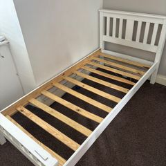 White Solid Single Wooden Bed Frame - Can Deliver