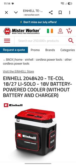 Einhell Battery-Powered Cool Box