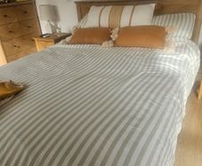 Beautiful oak herringbone kind size bed frame and mattress