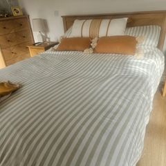 Beautiful oak herringbone kind size bed frame and mattress