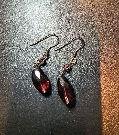 Necklace and purple stone earrings set