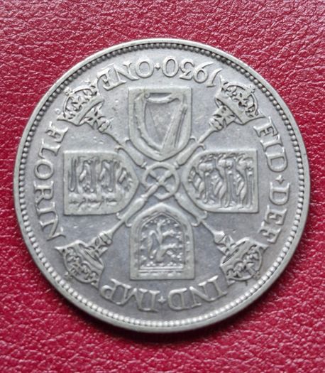 1930 United Kingdom  1 Florin - George V 3rd issue Silver coin