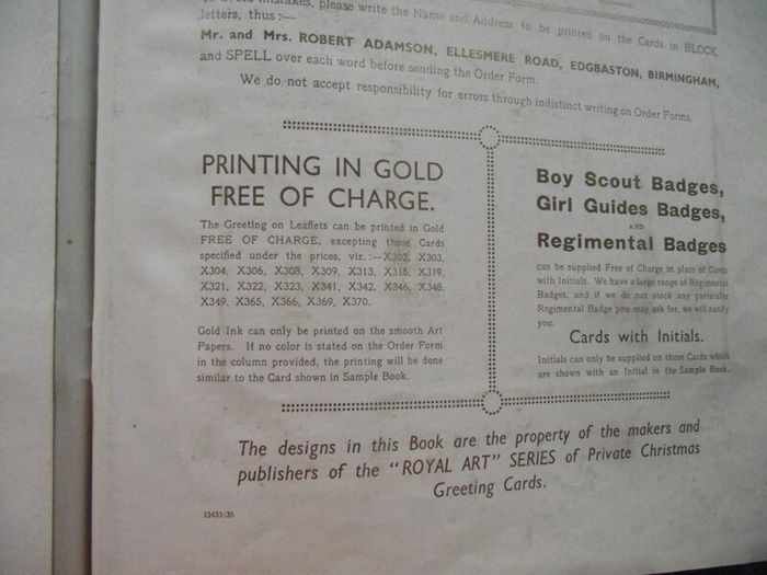 1936 Greeting card and Calendar sample book - The Royal Art Private Christmas Greeting Cards