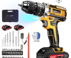 NEW 21V Cordless Drill Combi Screwdriver Set with 2 Batteries