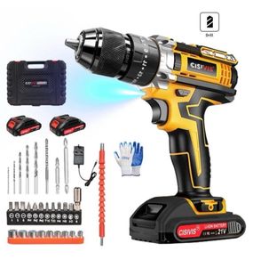 NEW 21V Cordless Drill Combi Screwdriver Set with 2 Batteries