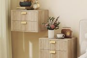 Floating Nightstands Set Wall Mounted Oak