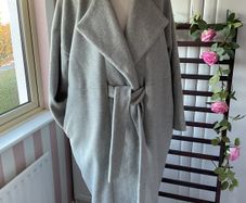 coat Paisie grey coat with tie belt oversized size 10