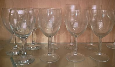 Eight wine glasses & wine carafe
