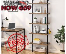 NEW SALE | Ladder Shelf 5-Tier Bookcase Rack 180CM Storage Unit with Metal Frame Floating Wall Shelf for Living Room