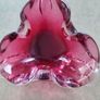 Cranberry pink art glass ashtray Murano style layered glass. Image 3