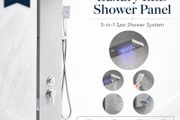 5-in-1 Stainless Steel Shower Panel with LED Rainfall and Waterfall Functions