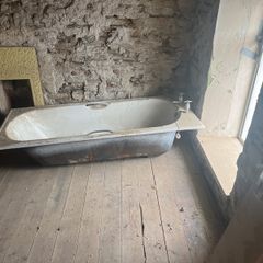 White cast iron bath