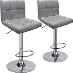 Bar Stools (2/Set) Adjustable Bar Chairs Breakfast Dining Stools for Kitchen Island Counter PU Leather Double Stitching Square Back with decoration MULTIPLE COLOURS AVAILABLE (FREE POSTAGE)