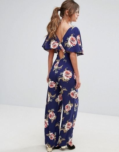 Black Floral Jumpsuit. Size 14